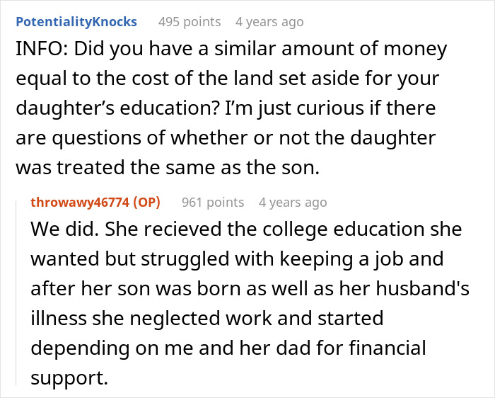 Reddit screenshot of a user describing a selfish lady bonding with bio family and depending on adoptive parents for money