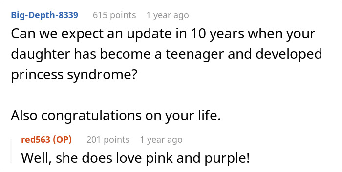Screenshot of a Reddit conversation discussing princess syndrome in teenagers and a user reflecting on the topic years later.