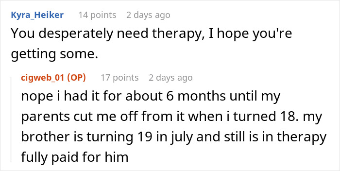 Text conversation showing a daughter discussing therapy and parents cutting her off amid DNA test conflict concerns. Text conversation showing a daughter discussing therapy and parents cutting her off amid DNA test conflict concerns.