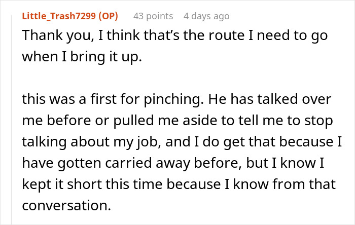 Screenshot of an online forum post discussing a husband&rsquo;s weird behavior at dinner and the wife&rsquo;s reaction to it.