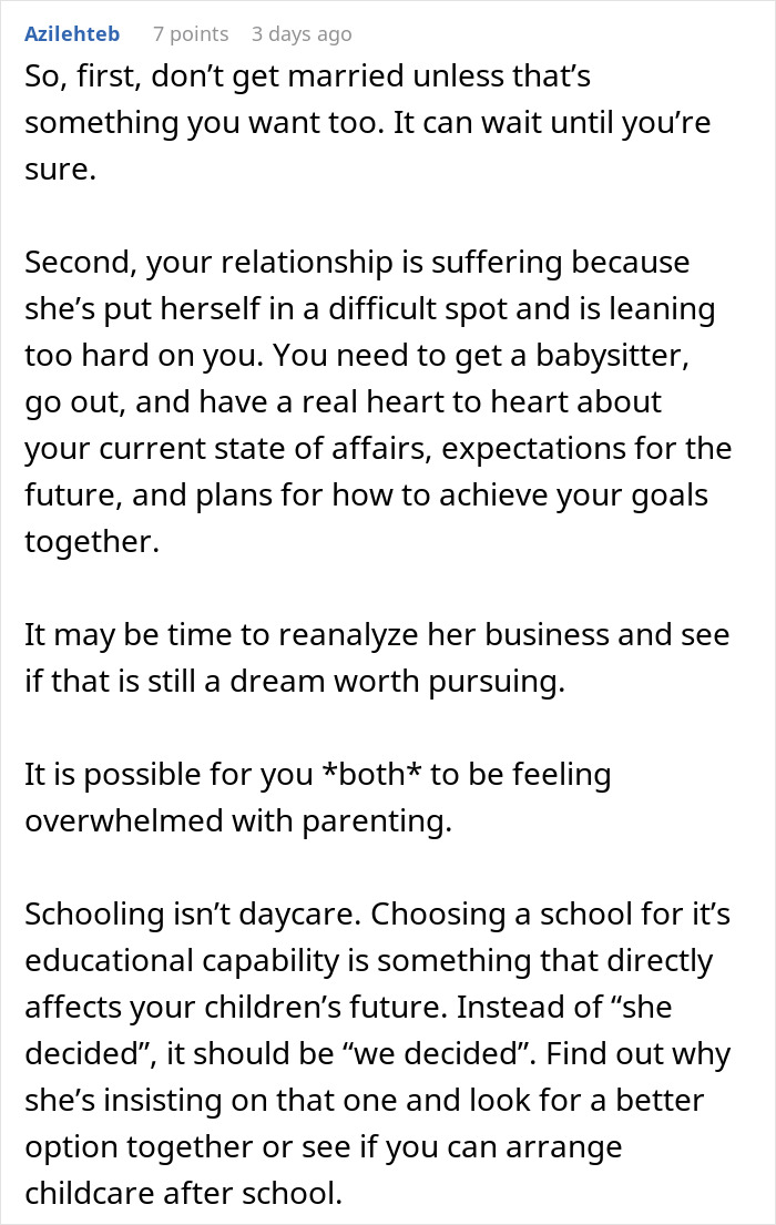 Reddit screenshot of advice comment about man feeling like his GF's ATM after she quit her job and demands marriage