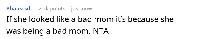 Screenshot of a Reddit comment discussing a mom ghosting a friend after asking to babysit for 20 minutes.