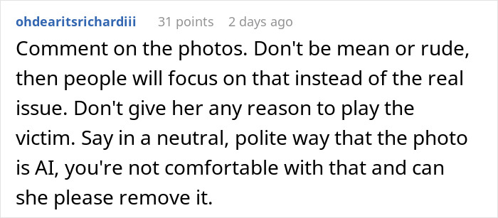 Woman looking uncomfortable while viewing AI-generated images on a digital device in a dimly lit room.