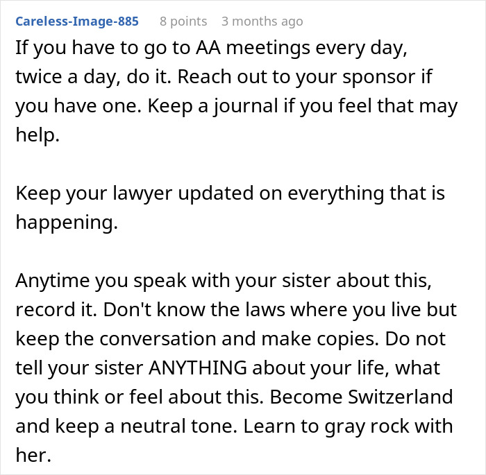 Screenshot of advice text about coping strategies for a dad accused by his kids, highlighting legal and emotional support tips.