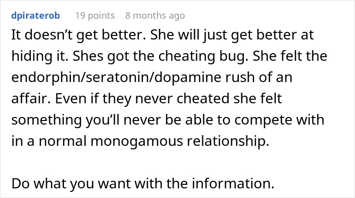 Comment discussing a man debating divorce after his wife’s validation seeking negatively impacted their relationship. - 64