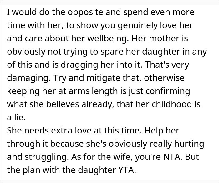 Text excerpt advising a dad feeling guilty for distancing himself from daughter during messy divorce to show extra love and care.