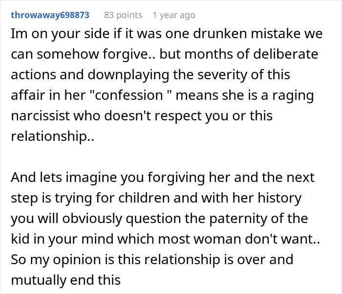 Comment discussing a man who discovers years later that his wife&rsquo;s cheating was more than just one drunken night.