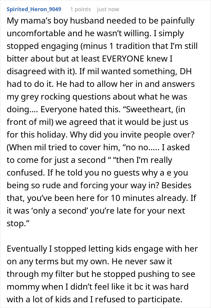 Text post discussing manipulative MIL using fake kindness to dominate DIL and ruin holiday traditions with tense family interactions.