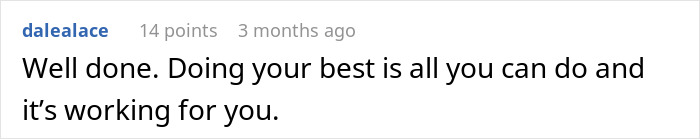 Comment on social media praising someone for doing their best and seeing positive results, related to a dad accused by his own kids.