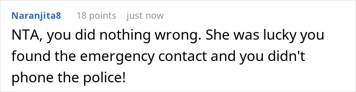 Comment on babysitting dispute thread, discussing emergency contact and police involvement in a parenting conflict.