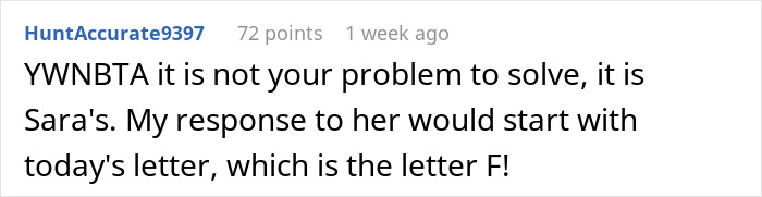 Reddit comment discussing a guy refusing to pay for a hotel to help his roommate lie to her conservative family.