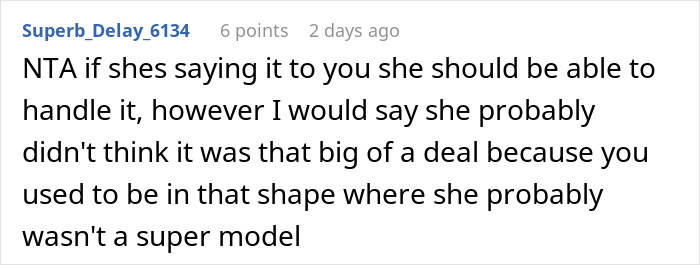 Screenshot of an online forum comment discussing a woman demanding her swimmer boyfriend look like her friend&rsquo;s partner.