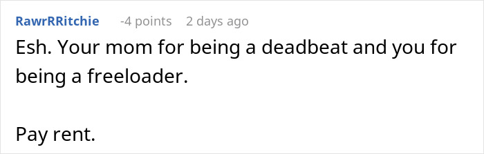 Comment on a forum discussing a woman who hasn&rsquo;t worked since 2006 demanding her child drop out of college to pay her bills.