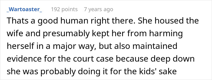 Screenshot of a court comment detailing evidence and support in a case involving a woman&rsquo;s award winning act.