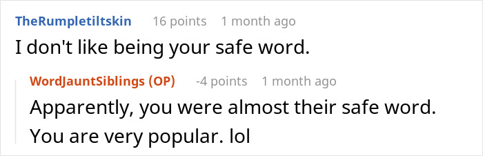 Screenshot of a humorous online conversation with a man&rsquo;s snarky comment and a witty reply.