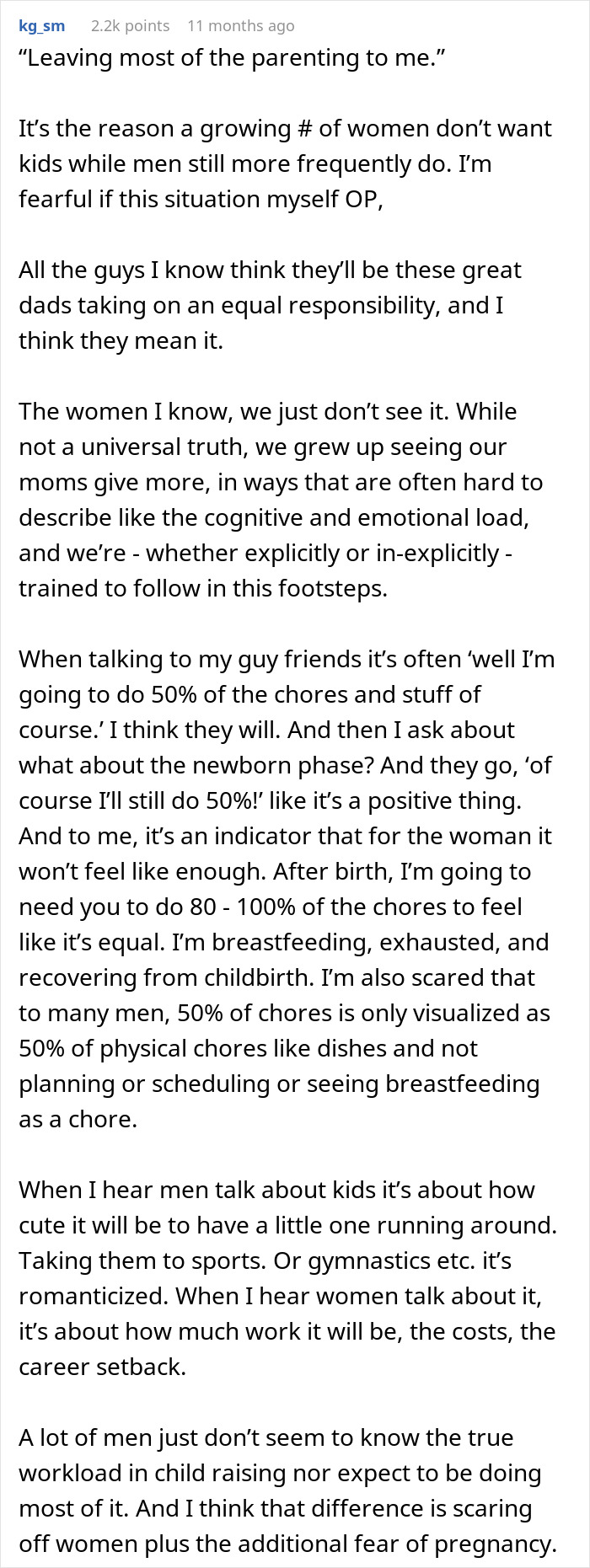 Screenshot of Reddit post about parenting, mom regrets becoming a parent and feeling resentful toward her husband