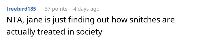 Screenshot of a Reddit comment discussing workplace conflict involving a man and a woman who reported him to HR.