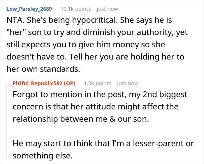 Online discussion about stepson college family money, addressing attitudes and financial responsibilities in parenting conflicts.