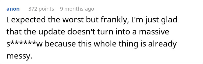 Comment discussing feelings of being torn between husband and mother-in-law after secretly helping her.