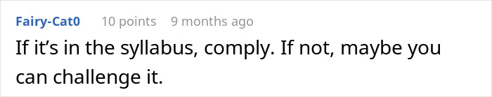 Screenshot of a student comment discussing compliance with a phone rule enforced by a professor without warning.