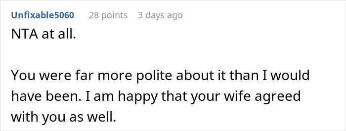 Screenshot of an online comment discussing in-laws refusing to help with childcare and wanting to move in.