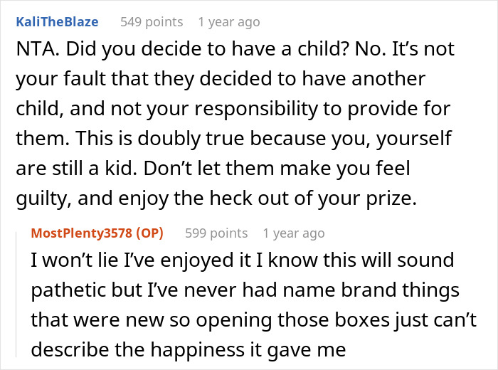 Teen and stepsister support conflict with stepmom over spending money on herself and selfish behavior.