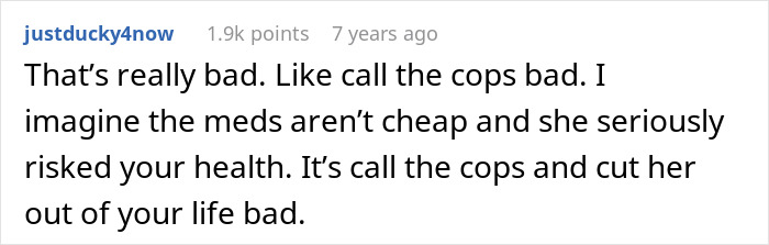 Comment discussing serious health risks and urging to call the cops regarding cancer affecting a man and his MIL.