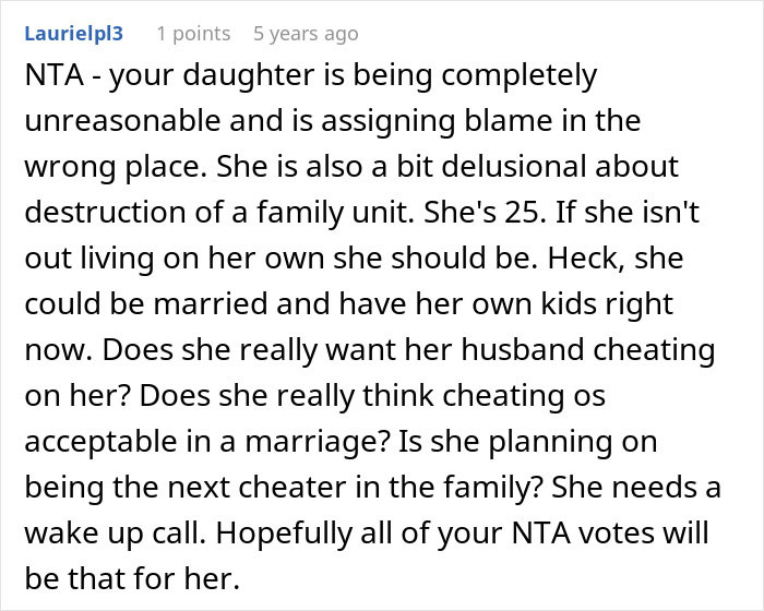 Comment discussing a dad feeling guilty for distancing from his daughter during a messy divorce, revealing a heartbreaking truth.