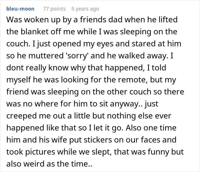 Alt text: Creepy dad tries to lie about his actions, causing discomfort before eventually landing in jail for misconduct.