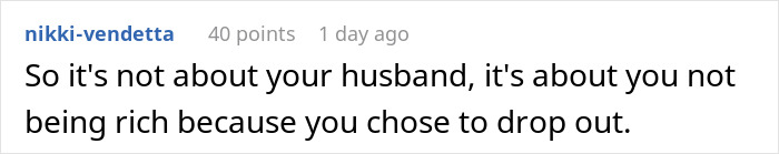 Screenshot of an online comment discussing being disowned for marrying a mechanic and financial struggles at age 55.