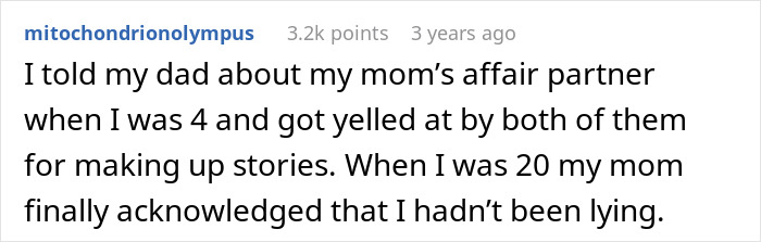 Text post showing a confession about a dad feeling guilty and distancing himself from his daughter during a messy divorce.