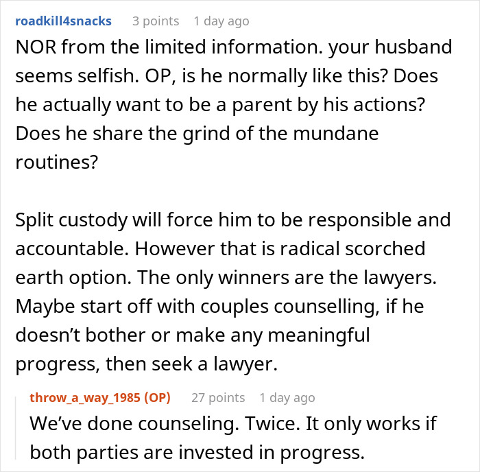 Reddit comments discussing a husband telling wife about camping trip with bro, but bro was home instead.