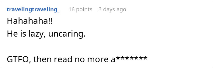 Screenshot of a Reddit comment criticizing a man who fails to buy his girlfriend any Christmas presents.