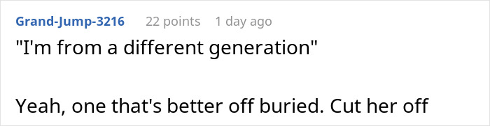 Screenshot of a Reddit comment discussing generational conflict related to a man&rsquo;s grandma not wanting to see his stepson.