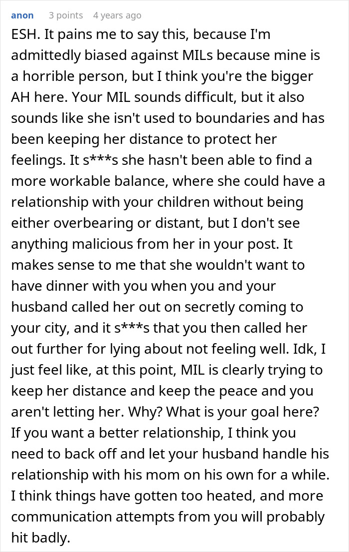 Text post discussing the impact of lying MIL on ruining family relationships and the need for better communication.