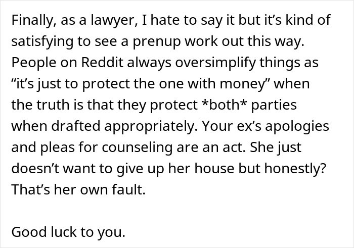 Text discussing a lawyer&rsquo;s view on prenups, divorce struggles, and emotional impact on a dad distancing from daughter.