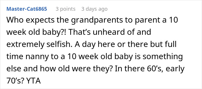 Screenshot of an online discussion about in-laws refusing to help with childcare and wanting to move in.