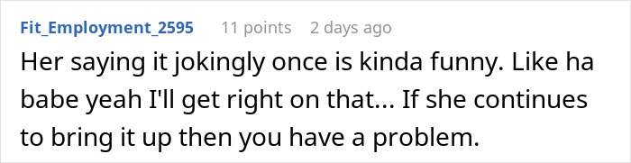 Comment discussing a woman demanding her swimmer boyfriend resemble her friend&rsquo;s partner and his reaction.