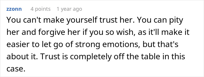 Comment discussing trust issues after a man finds out his wife&rsquo;s cheating was more than one drunken night.