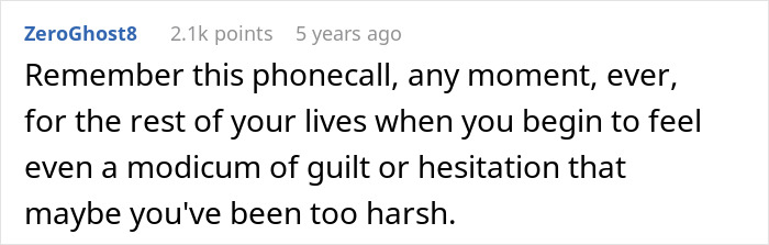 Text post from a user reflecting on feeling guilt and hesitation after a difficult phone call with man's parents about having kids.
