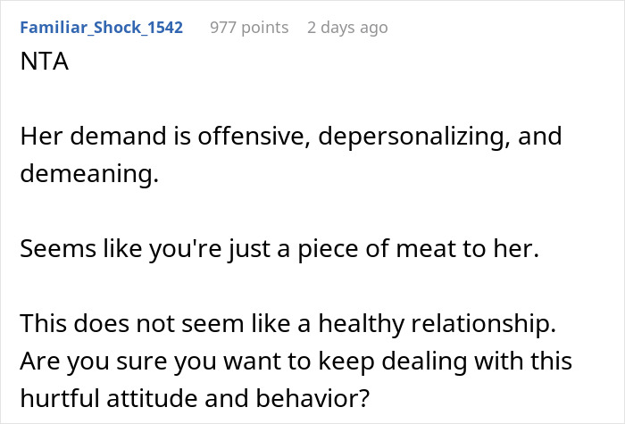 Screenshot of an online comment discussing a woman demanding her swimmer boyfriend look like her friend&rsquo;s partner.