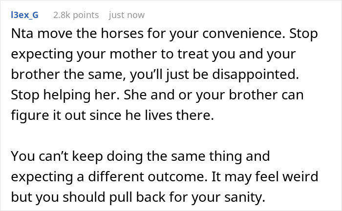 Screenshot of a Reddit comment advising to stop expecting parents to treat daughter as family when labor is needed. Screenshot of a Reddit comment advising to stop expecting parents to treat daughter as family when labor is needed.