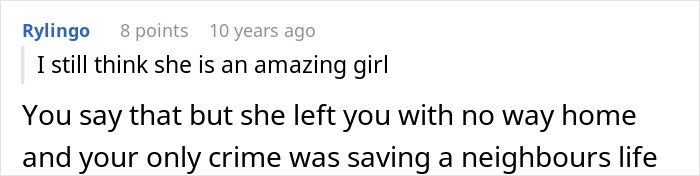 Text message conversation about heroic actions emphasizing a guy&rsquo;s role in saving a neighbor&rsquo;s life but ending up single.