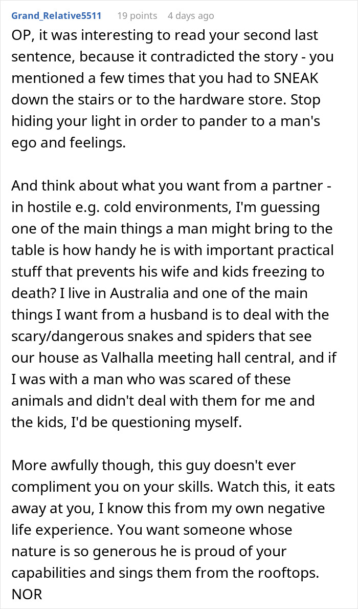 Woman Fixes Everything Her Boyfriend Promised He'd Do, He Stomps Around Like A Baby Over It