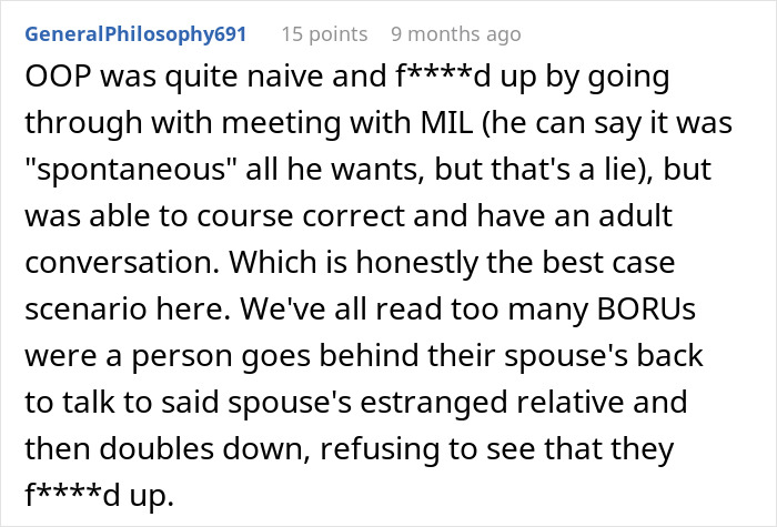 Man feels torn between husband and mother-in-law after secretly helping her, navigating family conflict and loyalty.