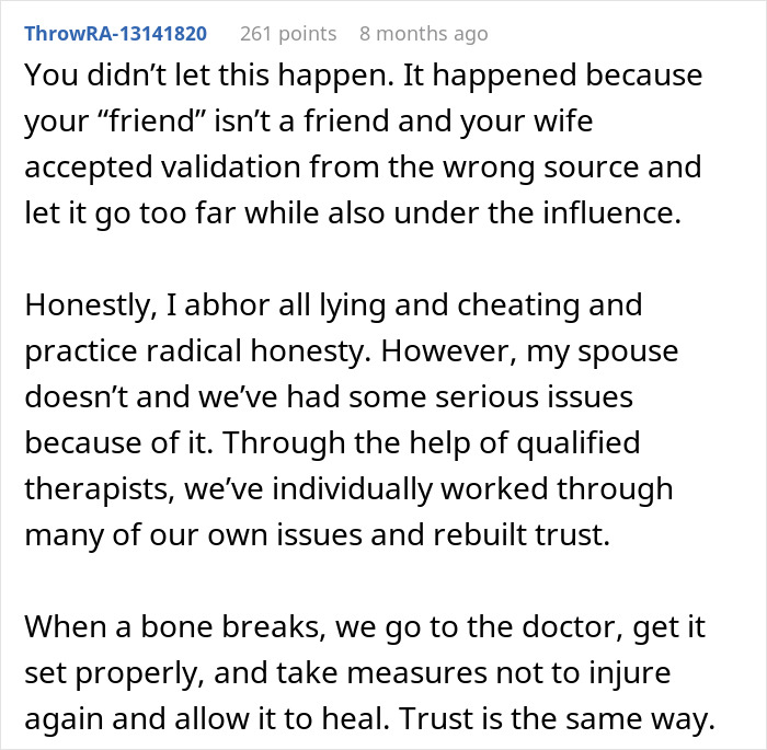 Screenshot of a Reddit comment discussing a man debating divorce after his wife’s validation seeking nearly wrecked their lives. - 58