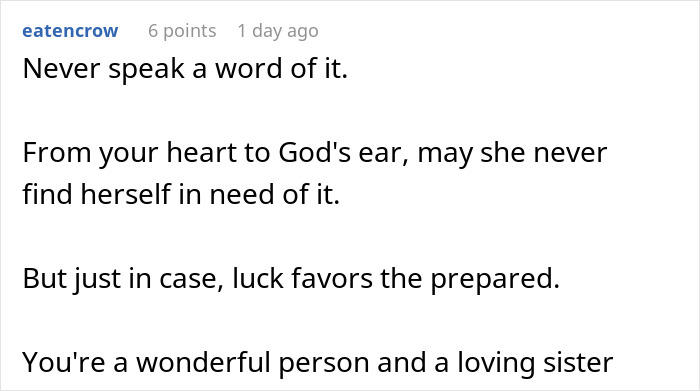 Alt text: Woman worried about sister who became a tradwife writes supportive message, starting a secret fund for her.