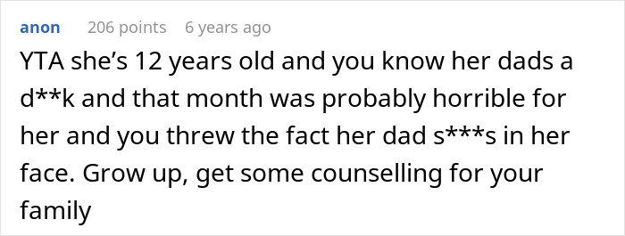 Comment expressing criticism about a teen telling a guy he's not her dad and his refusal to give her money. Comment expressing criticism about a teen telling a guy he's not her dad and his refusal to give her money.