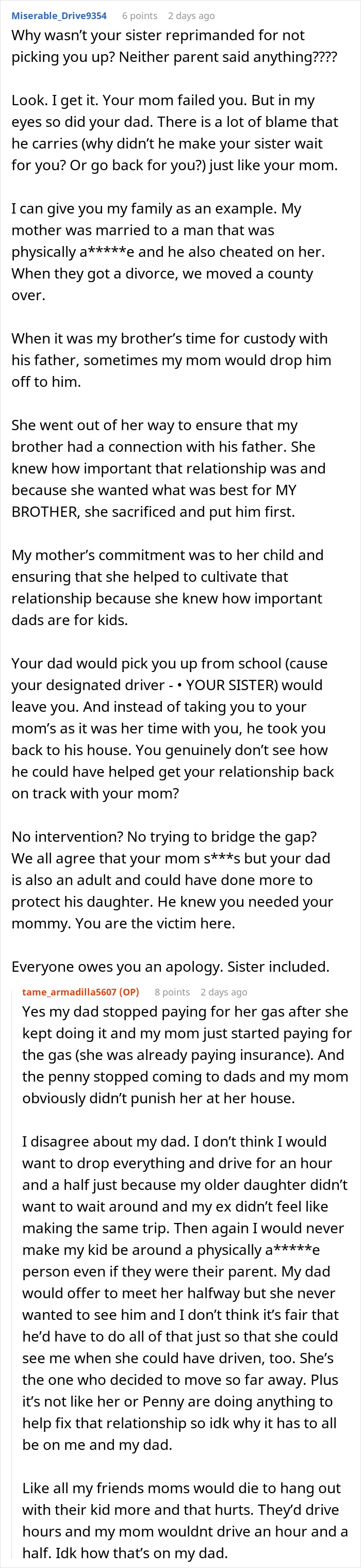 Mom blaming daughter for picking dad in divorce, refusing involvement, causing family tension and strained relationships after separation.