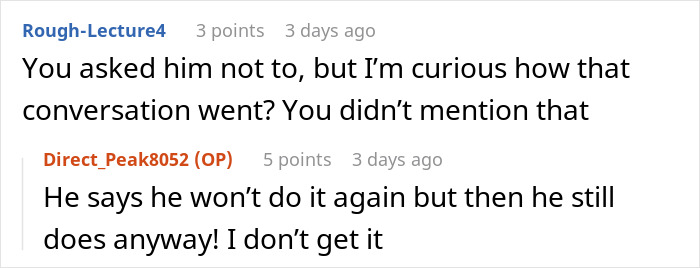 Screenshot of an online conversation where a tired girlfriend expresses frustration over her man's lovey-dovey morning kisses and I love yous.